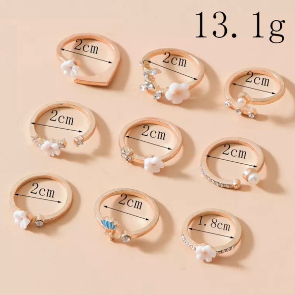 Floral Rhinestone Ring Set - Picture 3 of 3